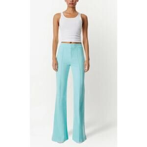 Alice + Olivia Turquoise Flare Wide-Leg Jeans